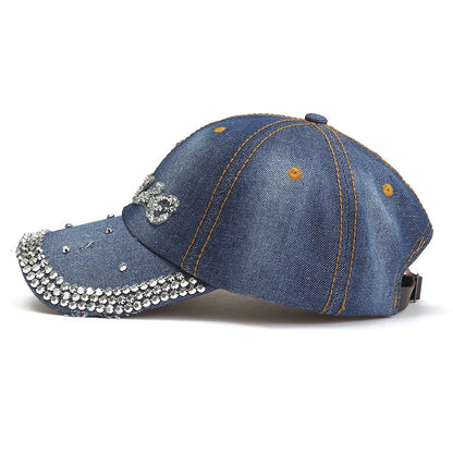 Denim Baseball Cap Women Rhinestone Letter Love Summer Hats