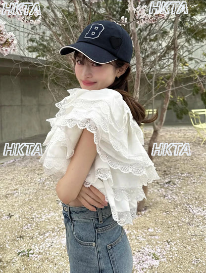 Baseball Hat Summer Sunscreen Hats Japanese Style New Letter Flower Embroidered Caps Sweet Cool Girls Hats
