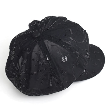 Women’s Sequined Beret Hat Korean Style Sparkle Newsboy Cap