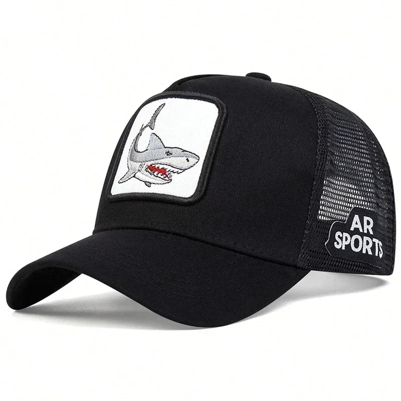 Unisex Shark Patch Embroidery Baseball Net Caps Spring Summer
