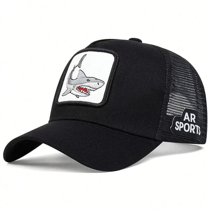 Unisex Shark Patch Embroidery Baseball Net Caps Spring Summer