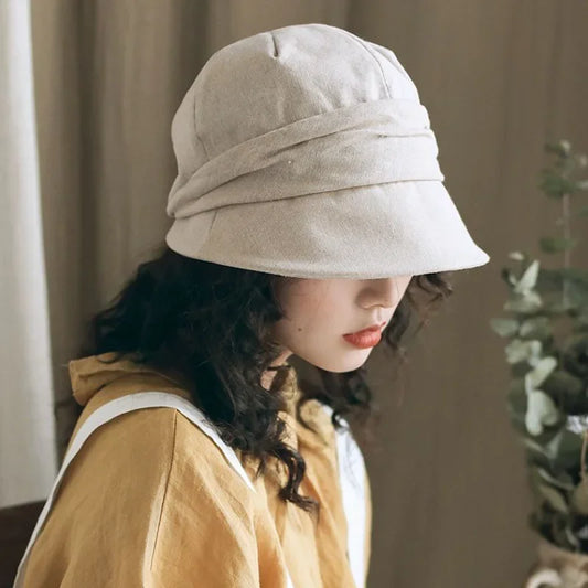 Retro Japanese Style Solid Color Octagonal Hat