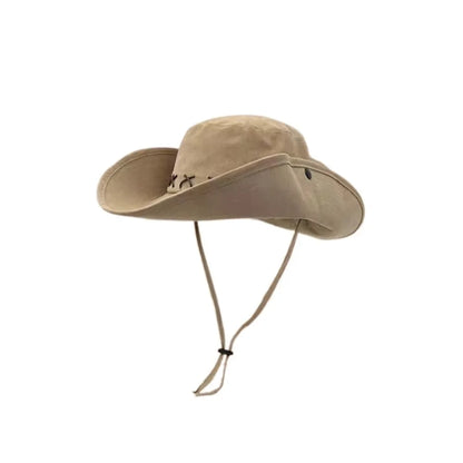 Breathable Western Cowboy Hat Solid Color Adjustable Wide Brim Sun Hat