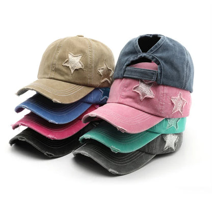 Four Seasons Cotton Star Embroidery Casquette Baseball Cap