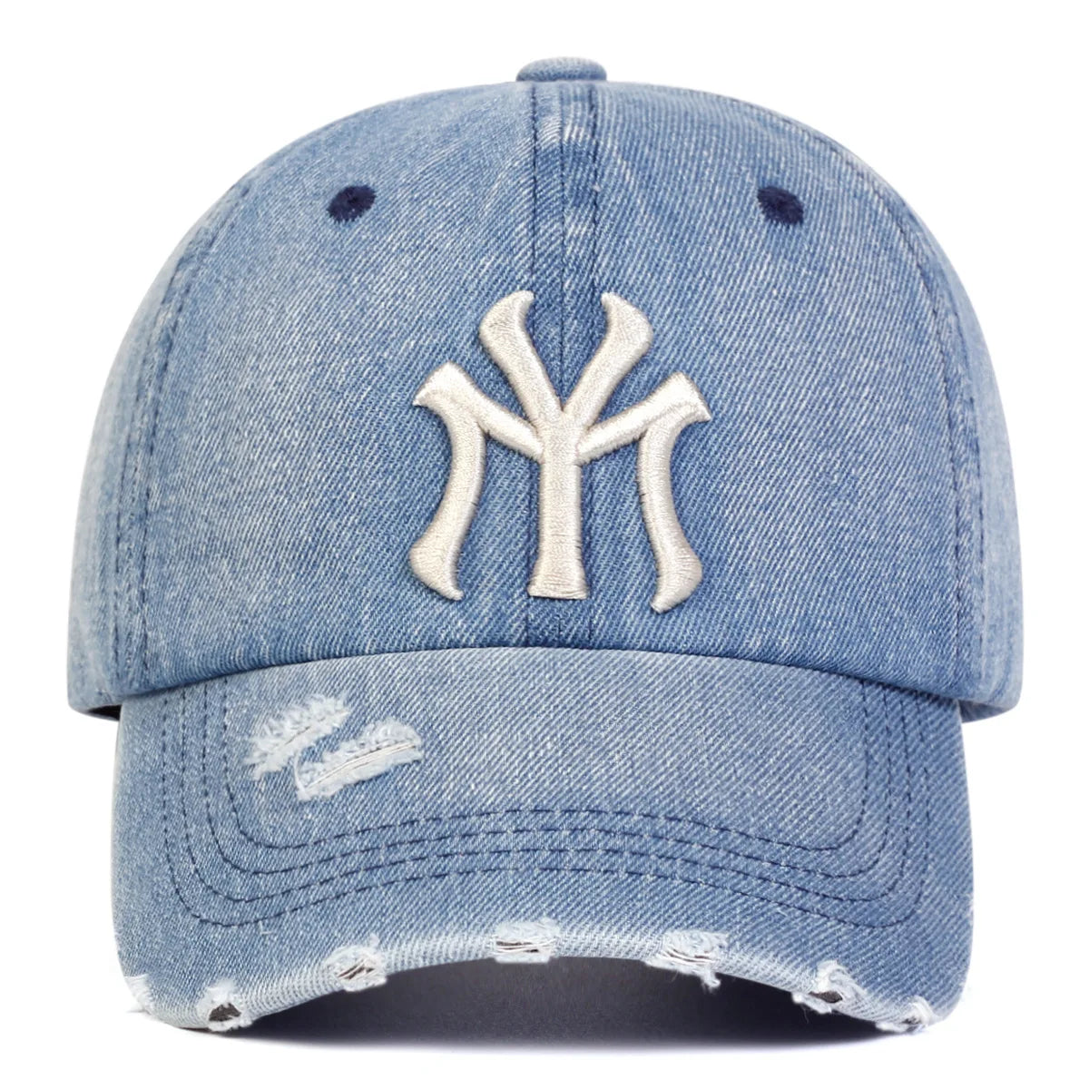 New Unisex Letter Embroidery Hole Denim Baseball Caps