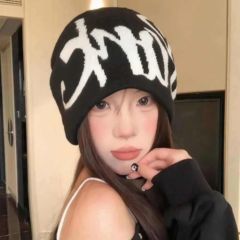 Hip Hop Letter Knitting Cap Hat Y2k Cold Cap Outdoor