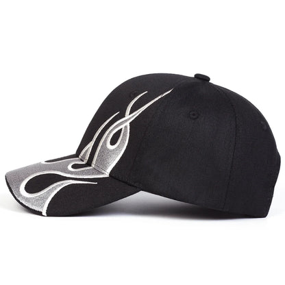 Unisex Flame Embroidery Baseball Caps Outdoor