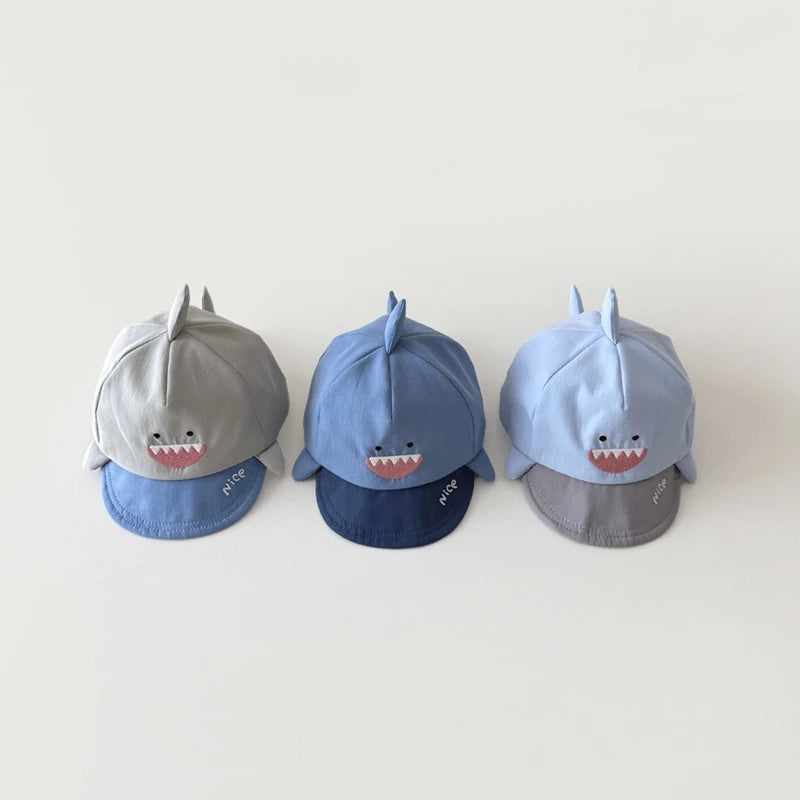 New 3-16M Baby Hat Contrast Color Cute Shark Shape Toddlers Baseball Cap