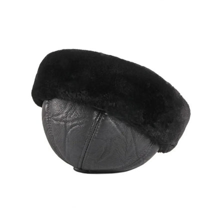 Warm Thick Winter Hat Fleece Lined Fur Leather Men Hat