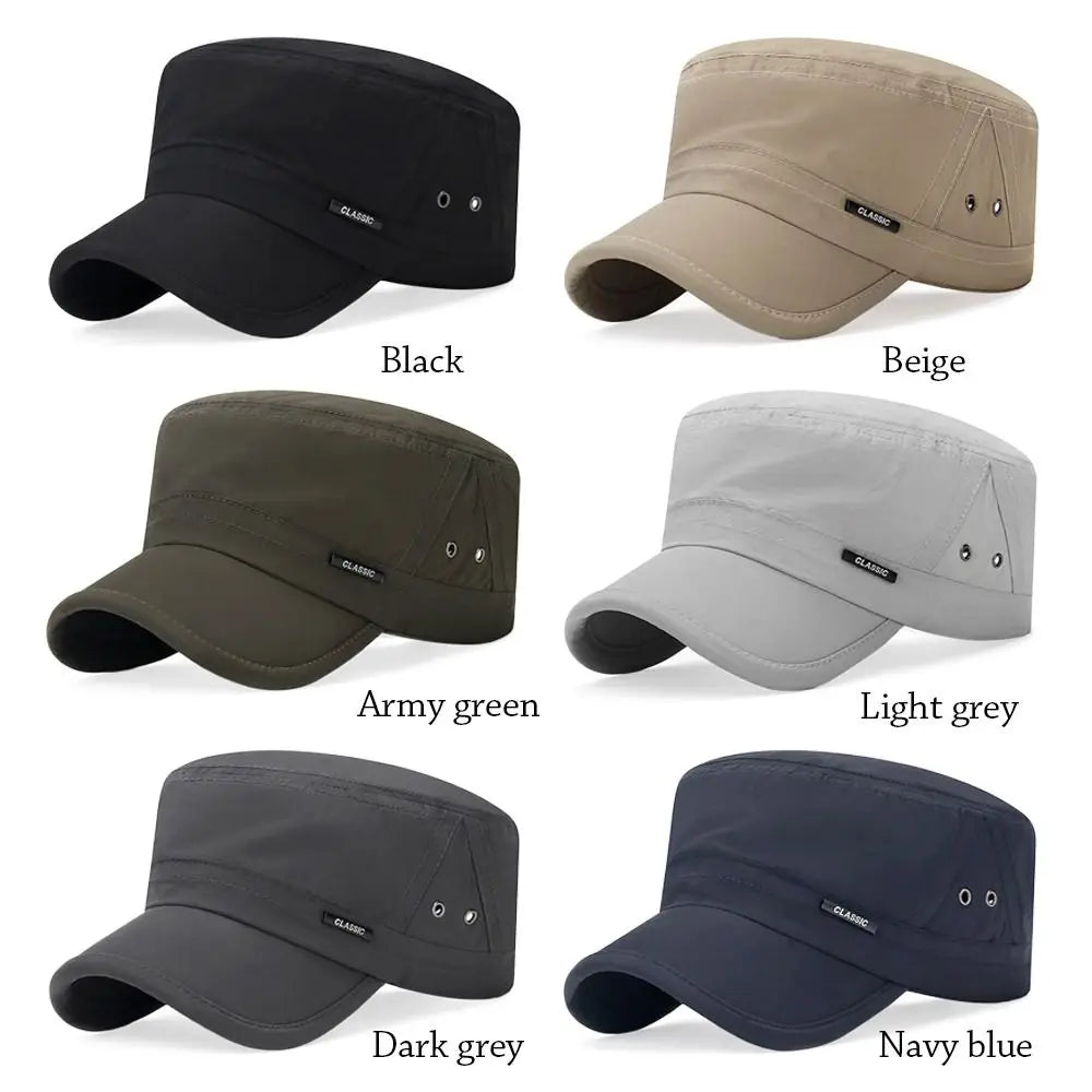 New Men Unisex Hat Baseball Cap Cotton Cadet Hat Breathable Combat Fishing Flat