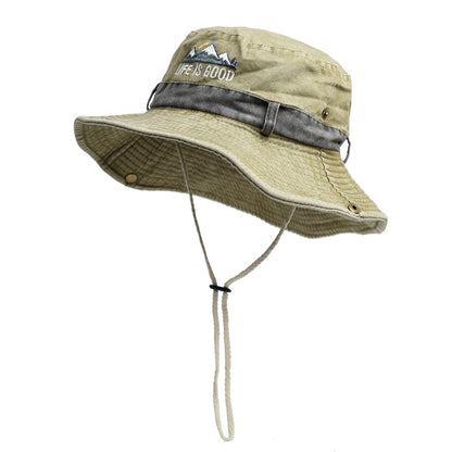 Summer Men Bucket Hat Outdoor UV Protection Wide Brim Panama