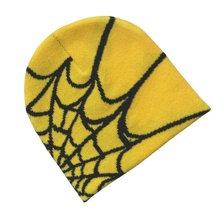 Spider Web Design Knit Beanie Hat Unisex Warm Skullies For Cold Weather Outdoor