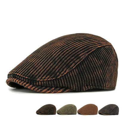 Autumn Winter Polyester Print Warm Newsboy Caps Men Flat Cap Women