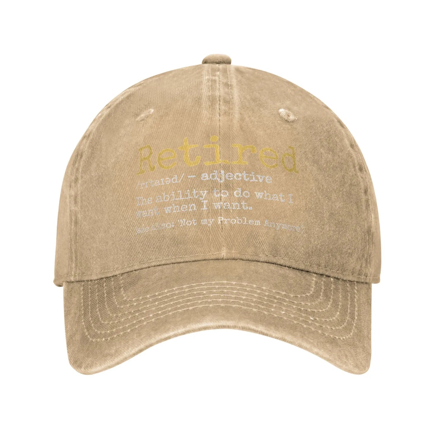 Retired Definition Funny Retirement Gag Baseball Cap Unisex Distressed Washed
