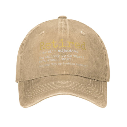 Retired Definition Funny Retirement Gag Baseball Cap Unisex Distressed Washed