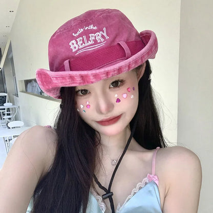 Y2K Bucket Hats For Man Women Beach Anti-Sun Panama Outdoor