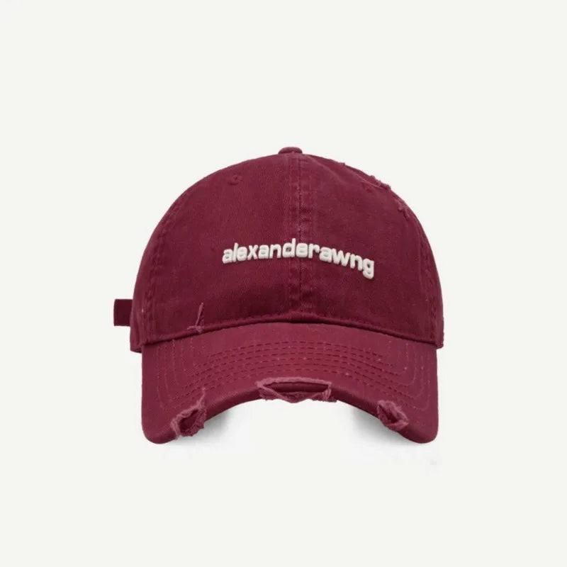 Ripped Letter Embroidery Trendy Baseball Cap Children Soft Top Showing Face Small Couple Big Head Casual Cap Men