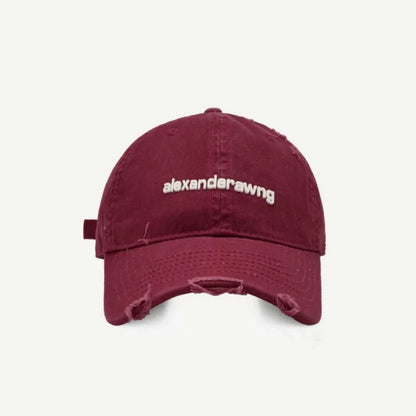 Ripped Letter Embroidery Trendy Baseball Cap Children Soft Top Showing Face Small Couple Big Head Casual Cap Men
