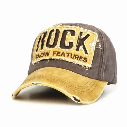 New Men And Women Frayed Old Baseball Cap Washed Cotton Peaked Rock Letter