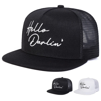 Unisex Hello Darlin Embroidery Hip-hop Net Hats Spring Summer