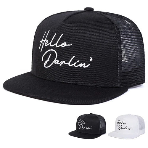 Unisex Hello Darlin Embroidery Hip-hop Net Hats Spring Summer