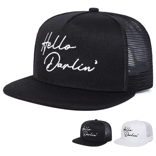 Unisex Hello Darlin Embroidery Hip-hop Net Hats Spring Summer