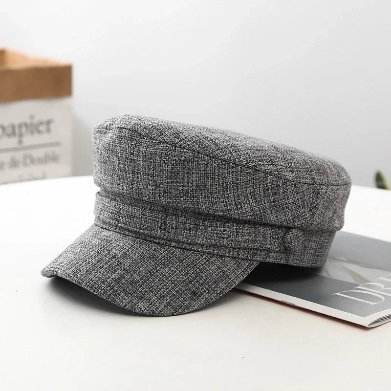 British Retro Style Solid Color Breathable Flat Top Newsboy Cap