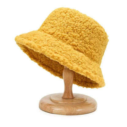Winter Lamb Wool Soft Warm Bucket Hat Sun Cap Panama Hat Fisherman Cap