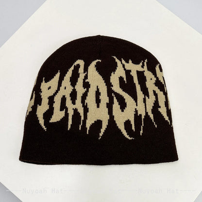New Men Women Street Jacquard Flame Letters Knitted Hats