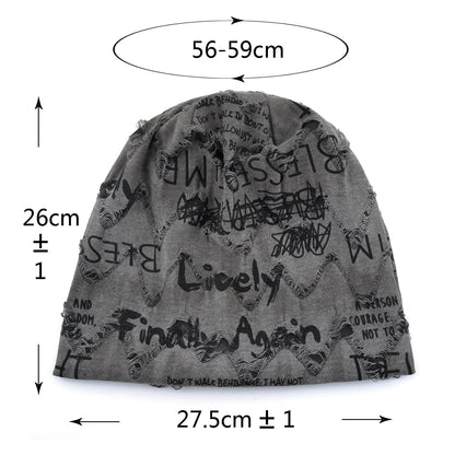 Letter Print Beanie Hats For Women Men Vintage