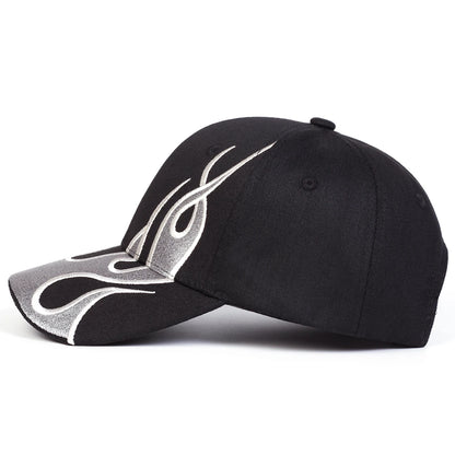 Unisex Flame Embroidery Baseball Caps Spring and Autumn