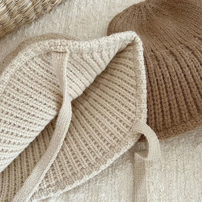 Children Autumn Winter Solid Knitted Basin Hats Korean Boys Kids