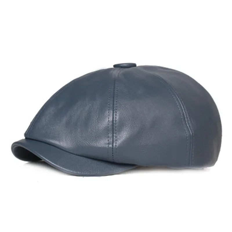 Retro Octagonal Leather Hat Autumn Men's Beret Elegant Fashion Cap
