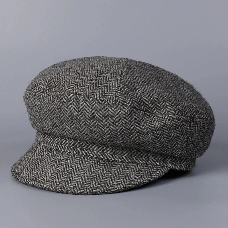 Classical British 100% Wool Octagonal Hat Women's Autumn