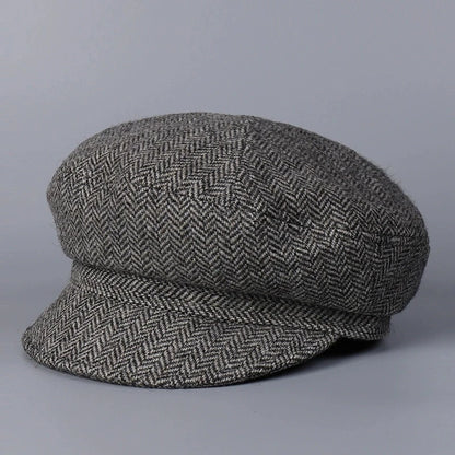Classical British 100% Wool Octagonal Hat Women's Autumn