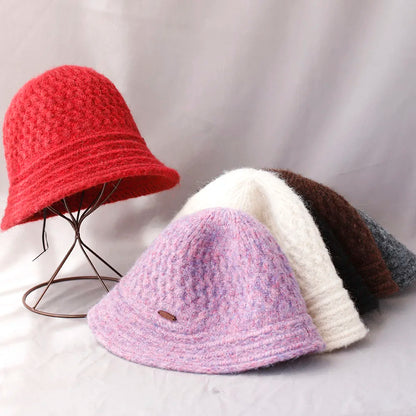2025 Knitted Bucket Hat Fashion Color Block Women's Hip Hop Cap