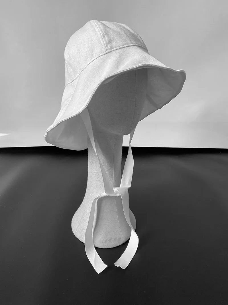 Summer Breathable Linen Dome Bucket Hat Women