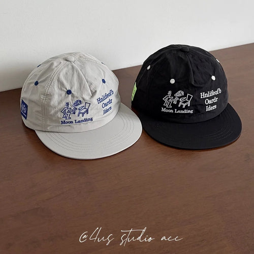 Korean Fashion Letter Embroidery Flat Brim Drying Hat for Men and Women Summer
