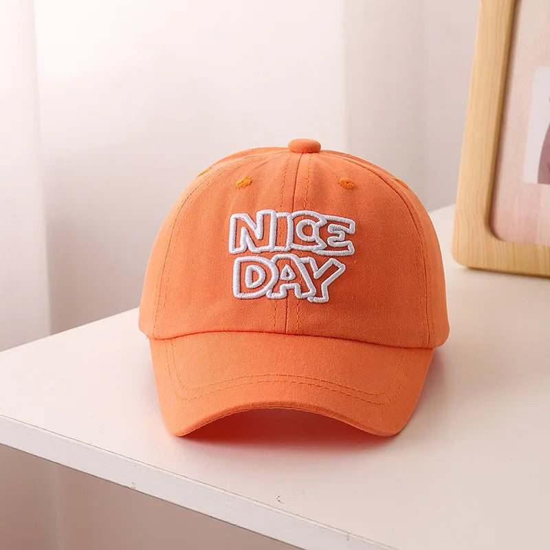 Solid Color Children Baseball Cap Letter Embroidery Baby Boy Girl Sun Hat Causal Outdoor Kids Adjustable Caps