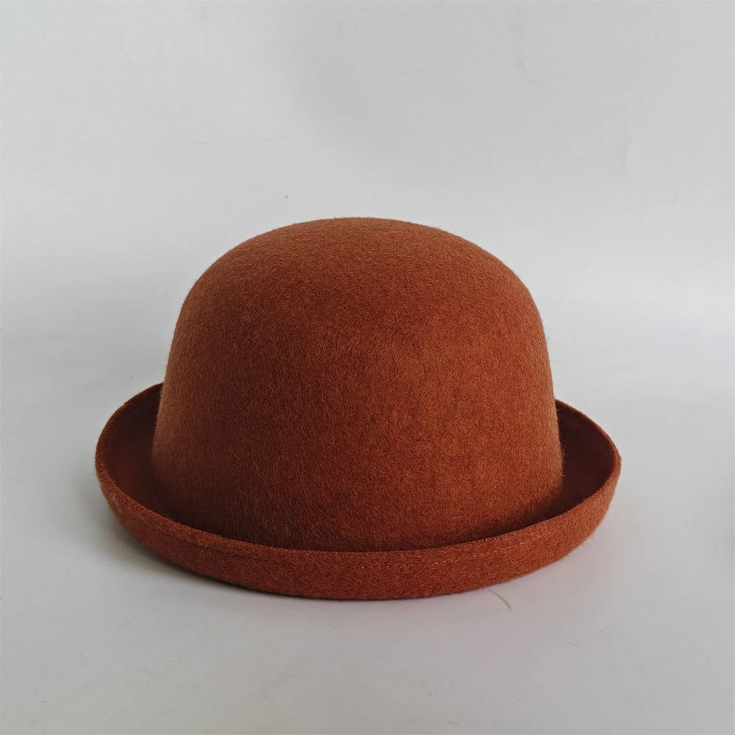New Outdoor Fedora Pure Color 100% Wool Jazz Hat Wide Brim Ladies Elegant Round Hat