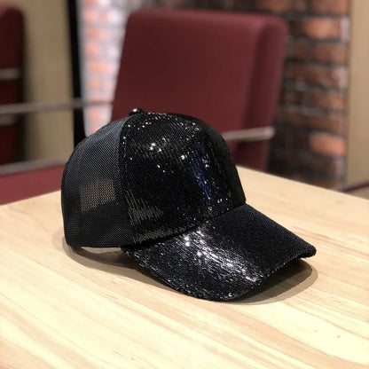 New Four Seasons Mesh Sequined Hat Female Breathable Sun Visor