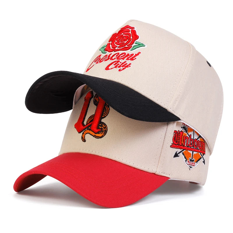 Unisex Rose Letter Embroidery Baseball Caps Spring Autumn
