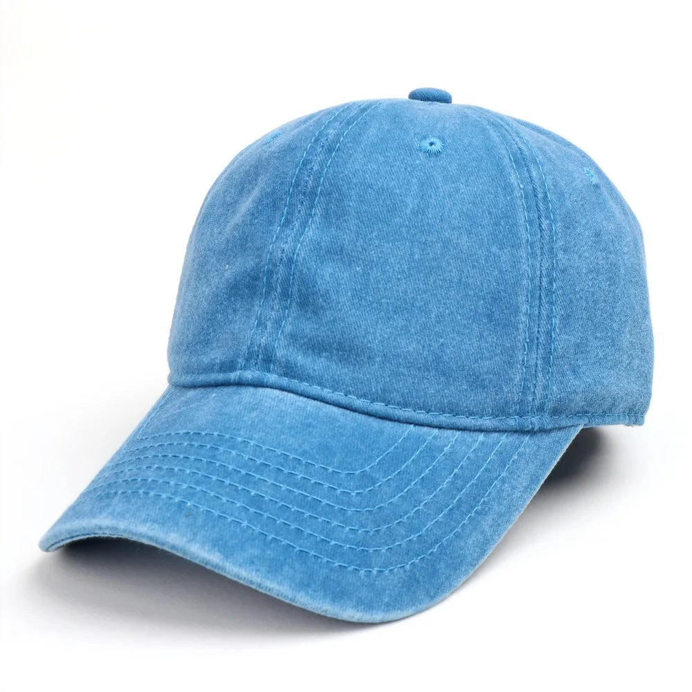 Vintage Wash Cotton Baseball Cap Unisex Plain Soft Crown Sun Visor Dad Hat