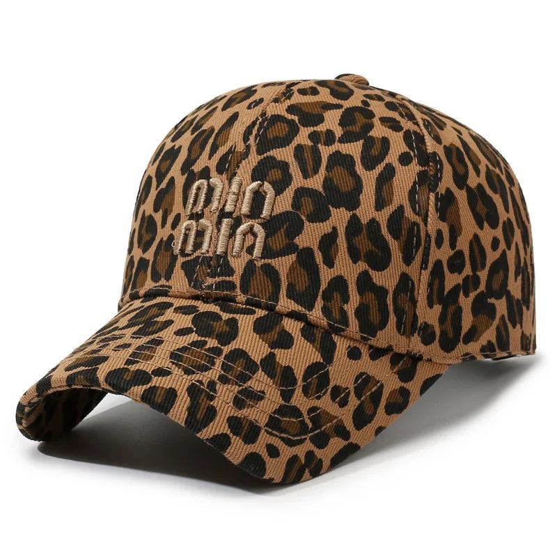 Letter Embroidery Leopard Print Baseball Cap