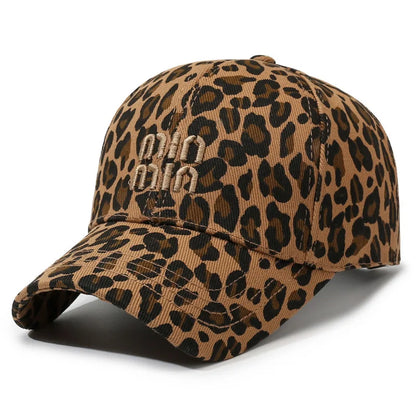 Letter Embroidery Leopard Print Baseball Cap