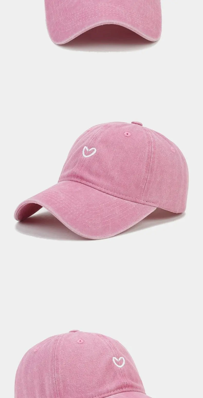 Hat New For Women Men Washed Cotton Baseball Cap Soft Top Embroidered Love Retro