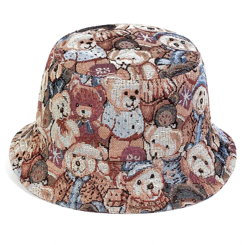 Unisex Little Bear Full Print Personality Bucket Hats