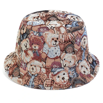 Unisex Little Bear Full Print Personality Bucket Hats