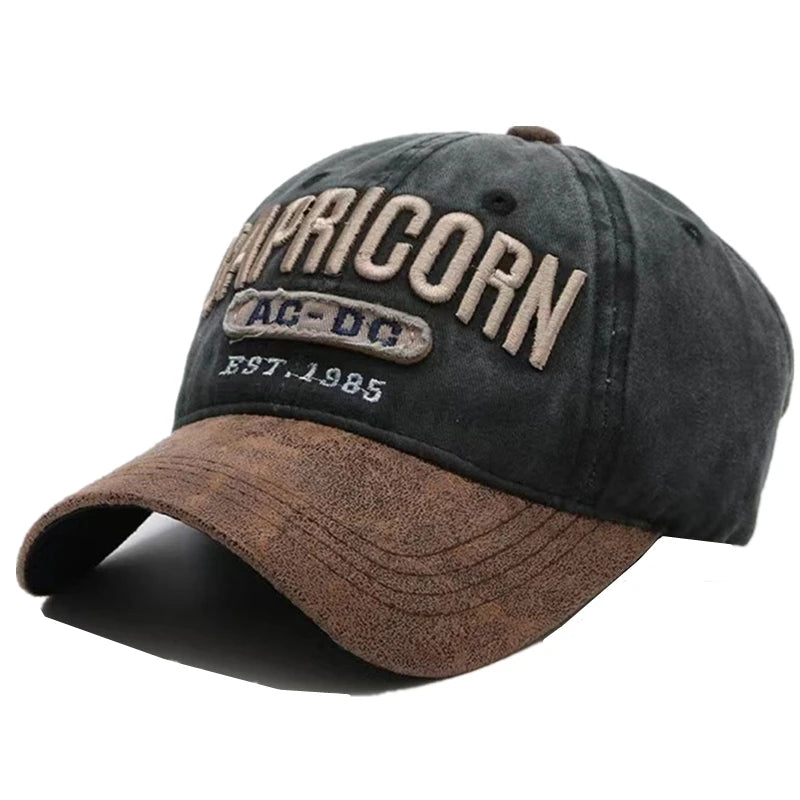 Unisex Cap Washed Cotton AC-DC letter Embroidery Baseball Cap