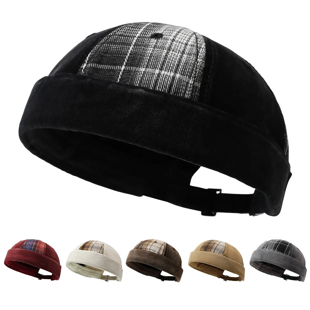 Unisex Retro Brimless Docker Hat Men Adjustable
